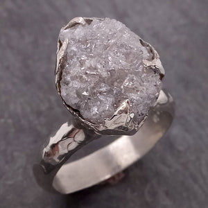 raw white diamond solitaire engagement ring 18k white gold stacking rough diamond byangeline 2131 Alternative Engagement