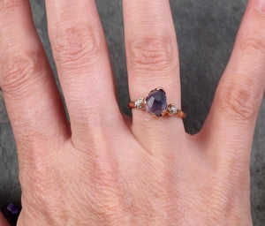 sapphire partially faceted multi stone rough diamond 14k rose gold engagement ring wedding ring custom one of a kind gemstone ring 1784 Alternative Engagement