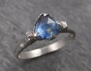 fancy cut montana blue sapphire 18k white gold solitaire ring gold gemstone engagement 1788 Alternative Engagement