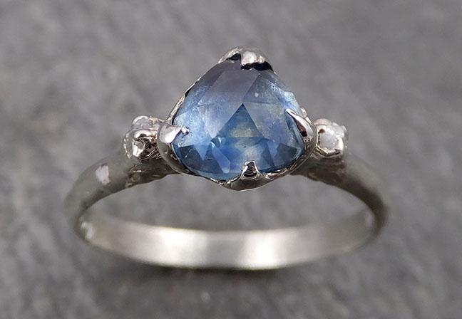 fancy cut montana blue sapphire 18k white gold solitaire ring gold gemstone engagement 1788 Alternative Engagement