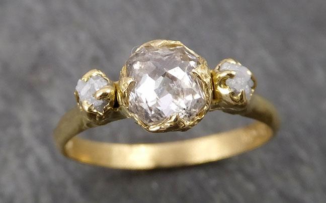 fancy cut white diamond engagement 18k yellow gold multi stone wedding ring stacking rough diamond ring byangeline 1799 Alternative Engagement