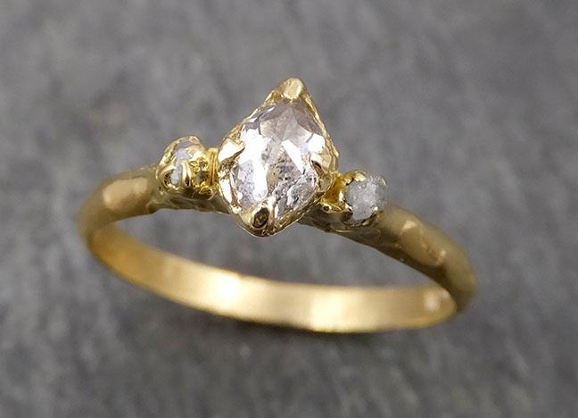 fancy cut white diamond engagement 18k yellow gold multi stone wedding ring stacking rough diamond ring byangeline 1798 Alternative Engagement