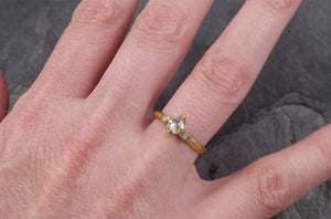 fancy cut white diamond engagement 18k yellow gold multi stone wedding ring stacking rough diamond ring byangeline 1798 Alternative Engagement