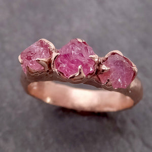 pink sapphire 14k rose gold multi stone ring gold gemstone engagement ring raw 2140 Alternative Engagement