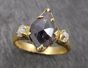 fancy cut salt and pepper diamond engagement 18k yellow gold multi stone wedding ring stacking rough diamond ring byangeline 1794 Alternative Engagement