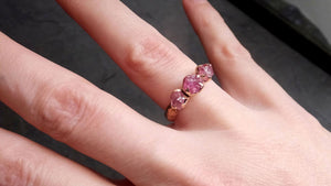 pink sapphire 14k rose gold multi stone ring gold gemstone engagement ring raw 2140 Alternative Engagement