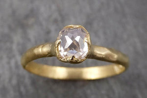 Fancy cut white Diamond Solitaire Engagement 18k yellow Gold Wedding Ring byAngeline 1797