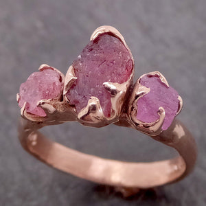 raw "pinks" sapphire multi stone 14k rose gold engagement ring wedding ring custom one of a kind gemstone ring 2141 Alternative Engagement