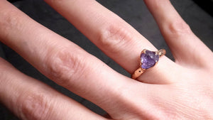 Partially Faceted Purple/Lavender Sapphire 14k rose Gold Engagement Ring Wedding Ring Custom One Of a Kind Gemstone Ring Solitaire 2143