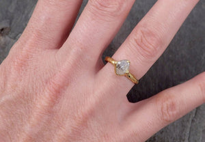 natural rough uncut octahedral salt and pepper diamond solitaire engagement 18k yellow gold wedding ring byangeline 1791 Alternative Engagement