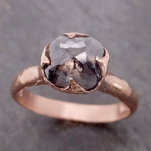 Fancy cut Salt and pepper Solitaire Diamond Engagement 14k Rose Gold Wedding Ring byAngeline 2145