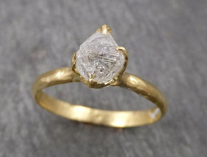 natural rough uncut octahedral salt and pepper diamond solitaire engagement 18k yellow gold wedding ring byangeline 1792 Alternative Engagement