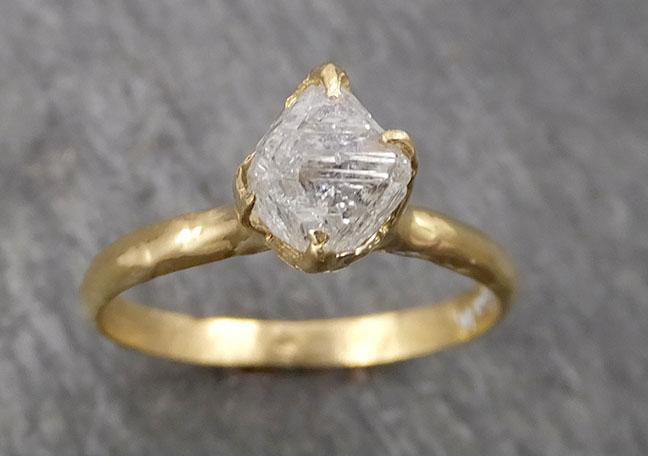 natural rough uncut octahedral salt and pepper diamond solitaire engagement 18k yellow gold wedding ring byangeline 1792 Alternative Engagement