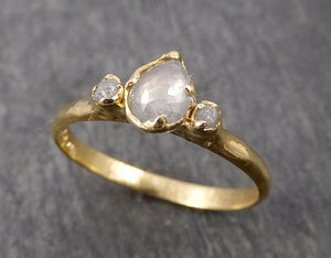 fancy cut dainty white diamond engagement 18k yellow gold multi stone wedding ring stacking rough diamond ring byangeline 1790 Alternative Engagement