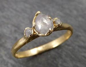 fancy cut dainty white diamond engagement 18k yellow gold multi stone wedding ring stacking rough diamond ring byangeline 1790 Alternative Engagement