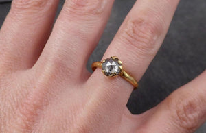 Fancy cut Salt and pepper Diamond Solitaire Engagement 18k yellow Gold Wedding Ring byAngeline 1808