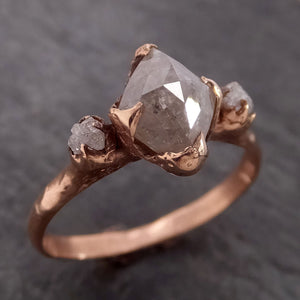 Fancy cut white Diamond Engagement 14k Rose Gold Multi stone Wedding Ring Stacking Rough Diamond Ring byAngeline 2149