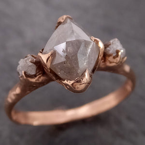 Fancy cut white Diamond Engagement 14k Rose Gold Multi stone Wedding Ring Stacking Rough Diamond Ring byAngeline 2149