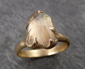 partially faceted moonstone yellow gold ring gemstone solitaire recycled 14k statement 1807 Alternative Engagement