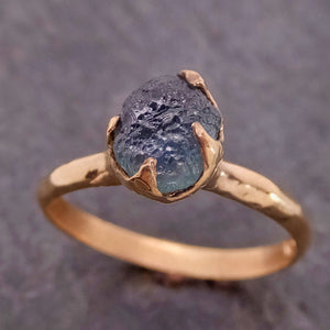 Raw Sapphire Montana sapphire 14k yellow Gold Engagement Ring Blue Wedding Ring Custom Gemstone Ring Solitaire Ring byAngeline 2150