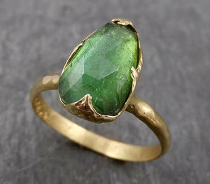 fancy cut green tourmaline yellow gold ring gemstone solitaire recycled 18k statement 1802 Alternative Engagement