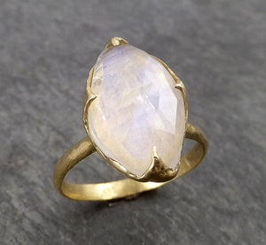 fancy cut moonstone yellow gold ring gemstone solitaire recycled 18k statement 1806 Alternative Engagement