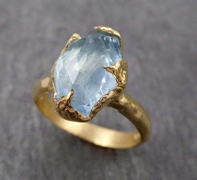 partially faceted aquamarine solitaire ring 18k gold custom one of a kind gemstone ring bespoke byangeline 1814 Alternative Engagement