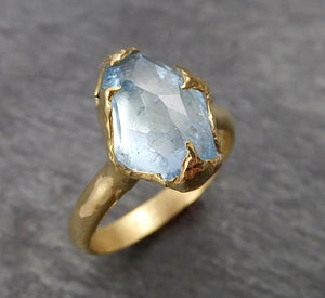 partially faceted aquamarine solitaire ring 18k gold custom one of a kind gemstone ring bespoke byangeline 1814 Alternative Engagement