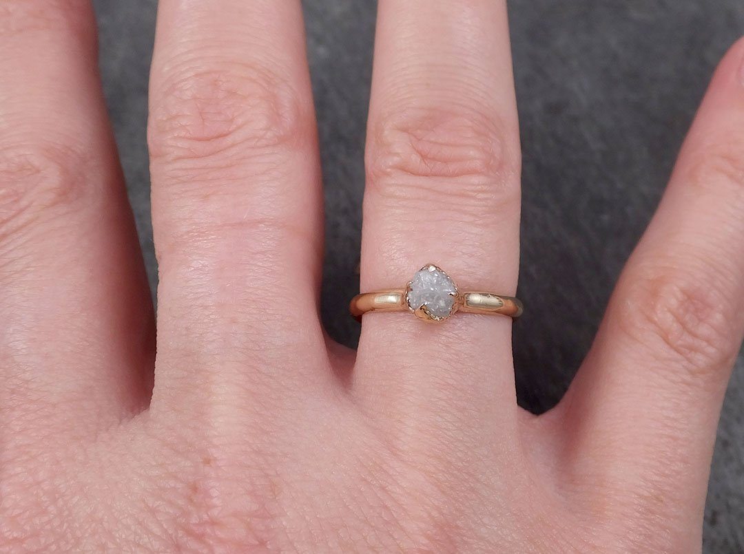dainty raw diamond engagement ring rough uncut diamond solitaire recycled 14k gold conflict free diamond wedding promise 1811 Alternative Engagement