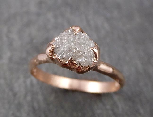 raw white diamond solitaire engagement ring rough 14k rose gold wedding diamond stacking rough diamond byangeline 1817 Alternative Engagement