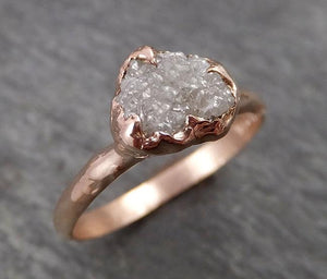 raw white diamond solitaire engagement ring rough 14k rose gold wedding diamond stacking rough diamond byangeline 1817 Alternative Engagement