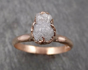 raw white diamond solitaire engagement ring rough 14k rose gold wedding diamond stacking rough diamond byangeline 1816 Alternative Engagement