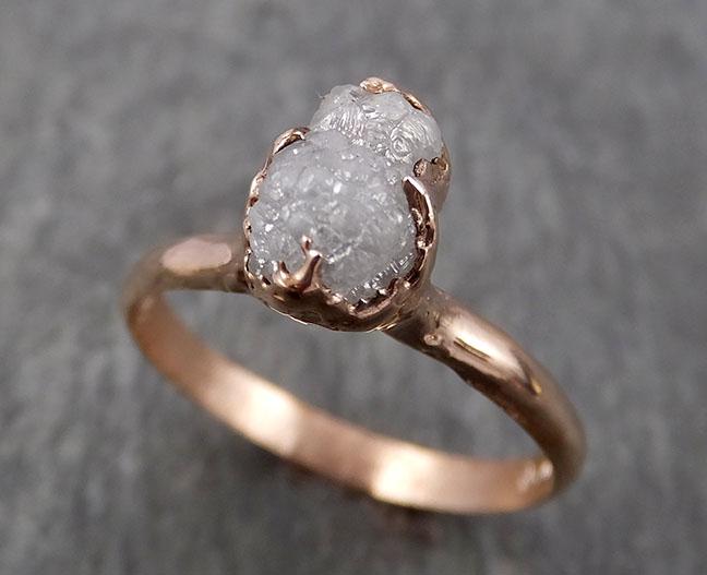 raw white diamond solitaire engagement ring rough 14k rose gold wedding diamond stacking rough diamond byangeline 1816 Alternative Engagement