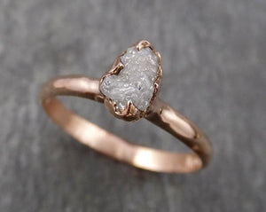 raw white diamond solitaire engagement ring rough 14k rose gold wedding diamond stacking rough diamond byangeline 1815 Alternative Engagement