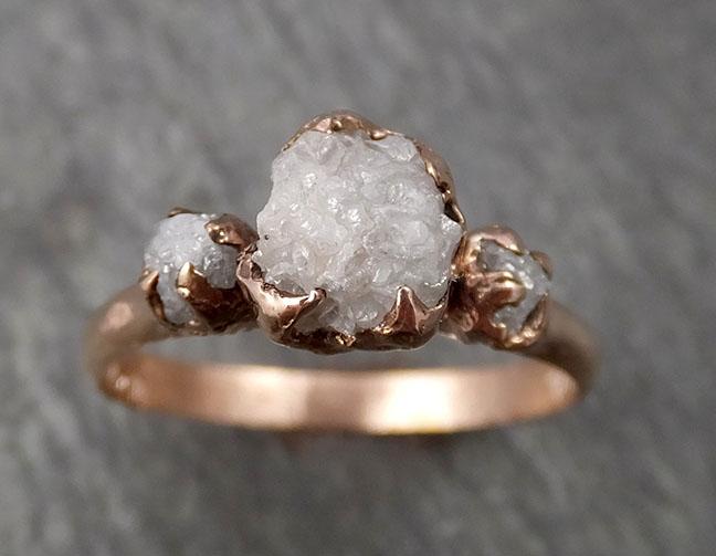 raw rough diamond engagement stacking multi stone ring wedding anniversary rose gold 14k rustic 1827 Alternative Engagement