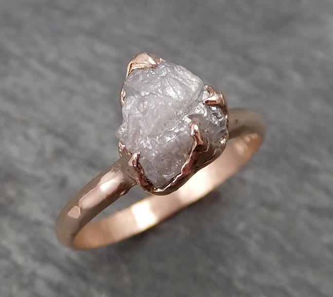 Raw Diamond Solitaire Engagement Ring Rough 14k rose Gold Wedding Ring ...