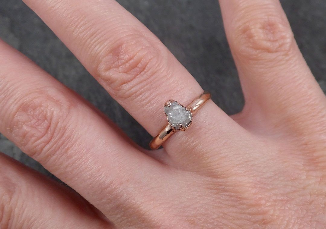 raw diamond solitaire engagement ring rough 14k rose gold wedding ring diamond stacking ring rough diamond ring byangeline 1821 Alternative Engagement