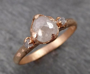 Fancy cut white Diamond Engagement 14k Rose Gold Multi stone Wedding Ring Stacking Rough Diamond Ring byAngeline 1830