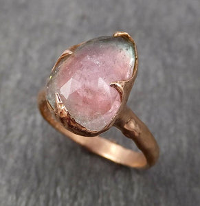 fancy cut pink tourmaline rose gold ring gemstone solitaire recycled 14k statement 1829 Alternative Engagement