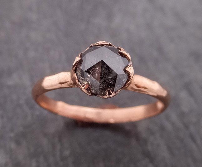 Fancy cut Salt and pepper Solitaire Diamond Engagement 14k Rose Gold Wedding Ring byAngeline 1853