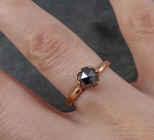 Fancy cut Salt and pepper Solitaire Diamond Engagement 14k Rose Gold Wedding Ring byAngeline 1853