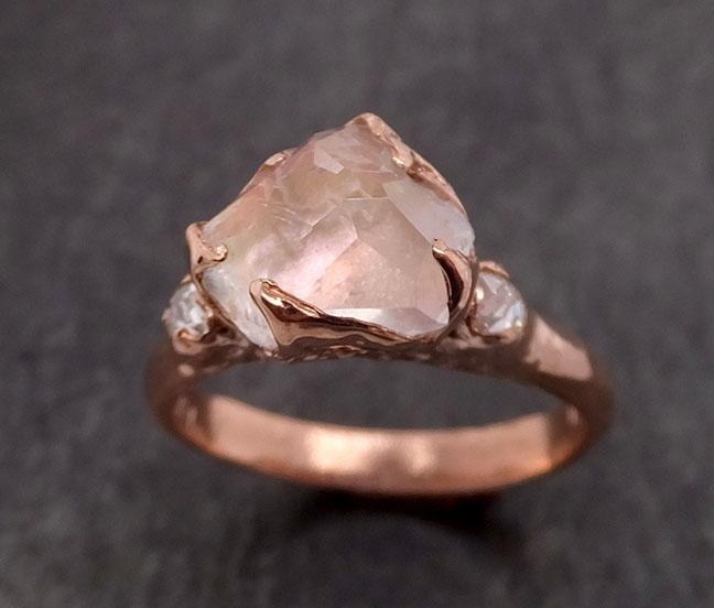 partially faceted moonstone and diamonds 14k rose ring gemstone multi stone recycled 1844 Alternative Engagement