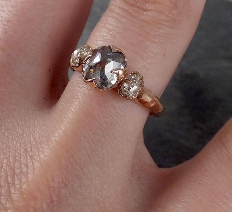 fancy cut white diamond engagement 14k rose gold multi stone wedding ring byangeline 1851 Alternative Engagement