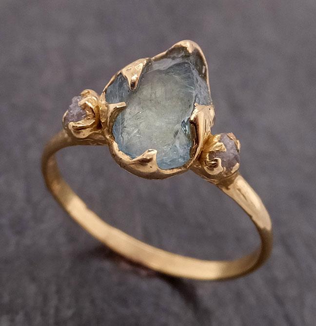 aquamarine diamond raw uncut 18k gold engagement ring multi stone wedding ring custom one of a kind gemstone byangeline 1858 Alternative Engagement