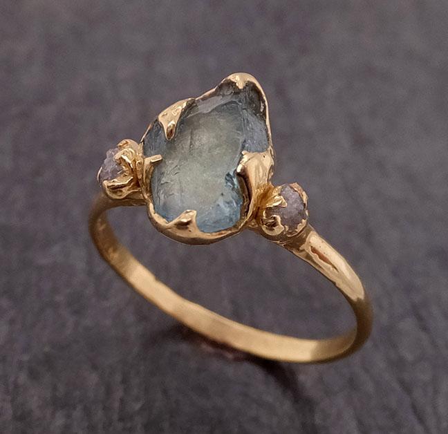 aquamarine diamond raw uncut 18k gold engagement ring multi stone wedding ring custom one of a kind gemstone byangeline 1858 Alternative Engagement