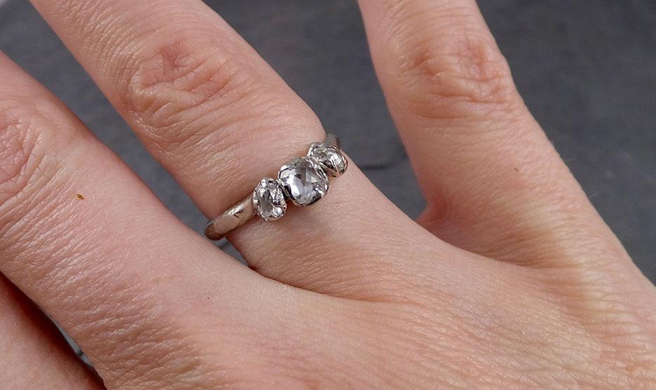 Fancy cut Contour Diamond Wedding Band 18k White Gold Diamond Wedding Ring byAngeline 1864