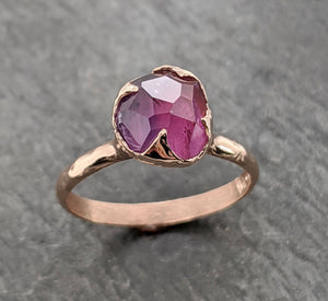 Partially Faceted Sapphire Solitaire 14k Rose Gold Engagement Ring Wedding Ring Custom One Of a Kind Gemstone Ring 2094