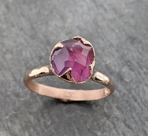 Partially Faceted Sapphire Solitaire 14k Rose Gold Engagement Ring Wedding Ring Custom One Of a Kind Gemstone Ring 2094