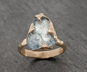Raw uncut Aquamarine Solitaire 14k Yellow gold Ring Custom One Of a Kind Gemstone Ring Bespoke byAngeline 2091
