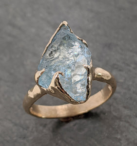 Gold Ring Contemporary Aquamarine Statement Ring Raw Uncut